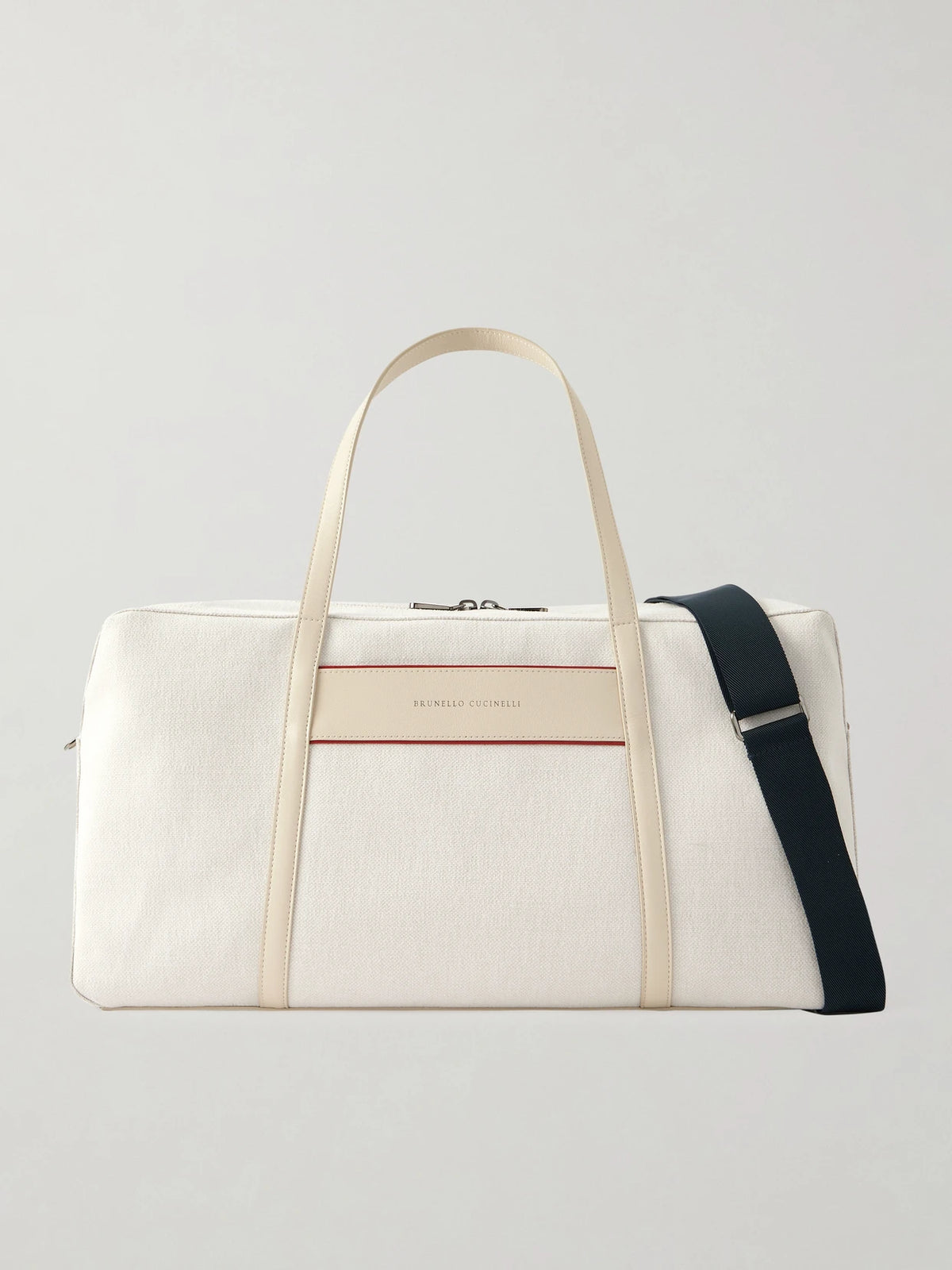 Leather-trimmed Canvas Tennis Bag