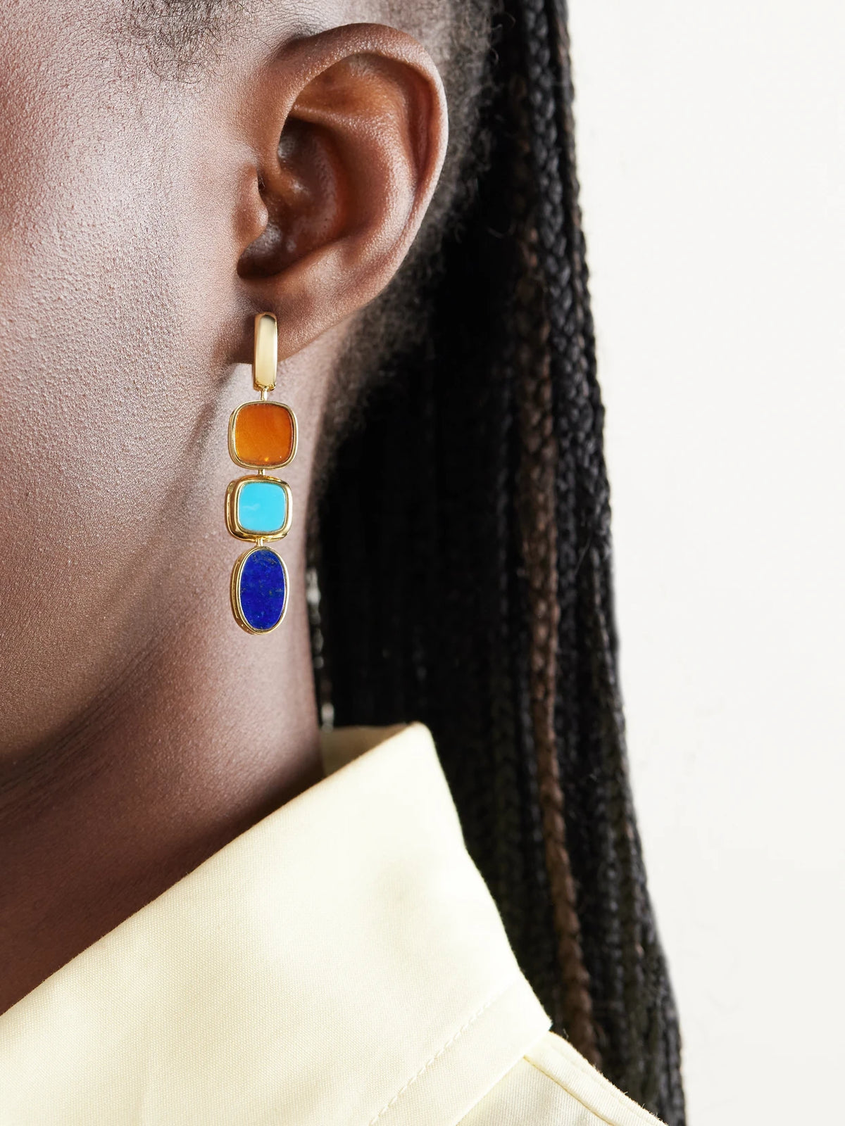 Image of Earrings. Product name - 18-karat Gold Multi-stone Earrings in Multi colour by brand - Marla Aaron