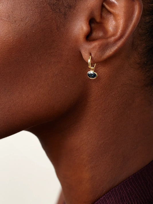 Image of Earrings. Product name - Orbit 14-karat Recycled Gold Sapphire Hoop Earrings in Blue colour by brand - By Pariah