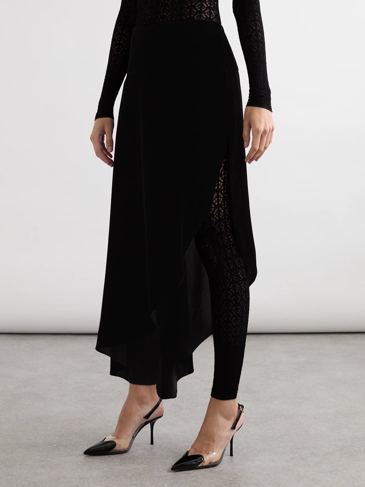 Asymmetric Velvet Skirt