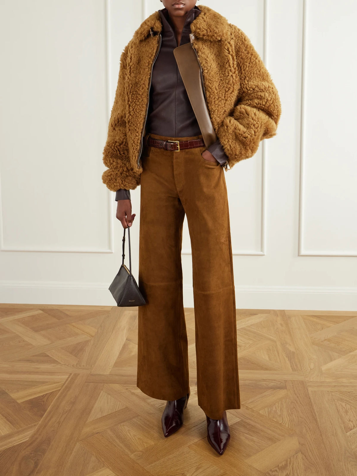 Image of Coats & Jackets. Product name - Sidi Shearling Jacket in Brown colour by brand - STOULS