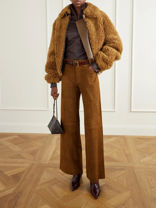 Image of Coats & Jackets. Product name - Sidi Shearling Jacket in Brown colour by brand - STOULS