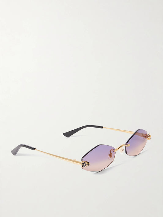 Panthère Hexagon-frame Gold-tone Sunglasses