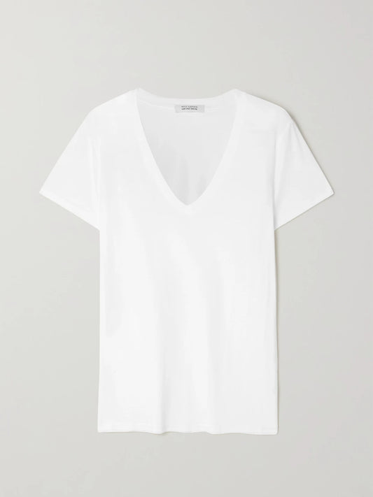 Image of Sleepwear & Loungewear. Product name - Carol Cotton-jersey T-shirt in White colour by brand - Nili Lotan