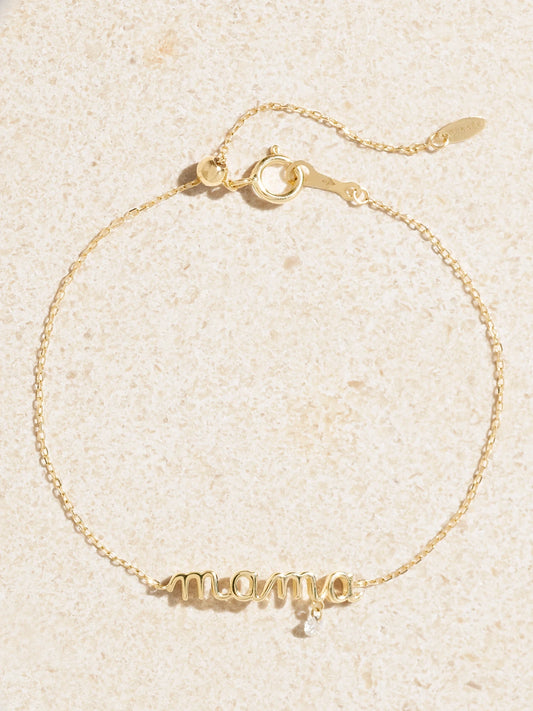 Mama 18-karat Gold Diamond Bracelet