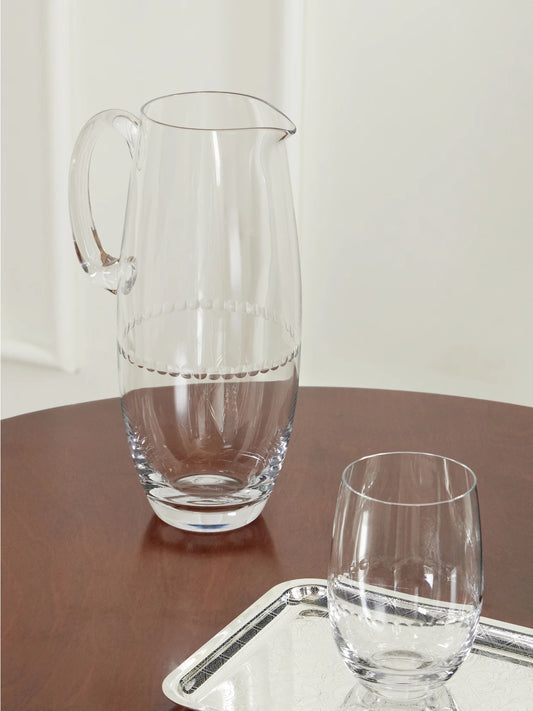 Image of Tableware. Product name - Perles Lead-free Crystal Water Pitcher in Clear colour by brand - Christofle