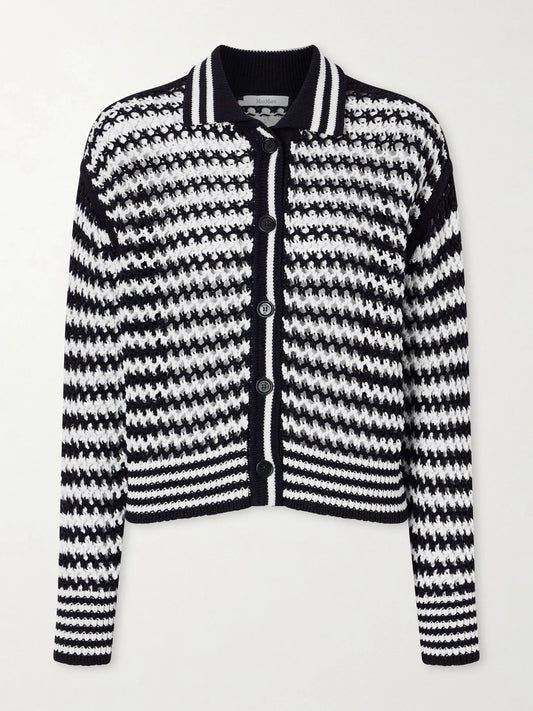 Striped Crocheted Cotton Cardigan