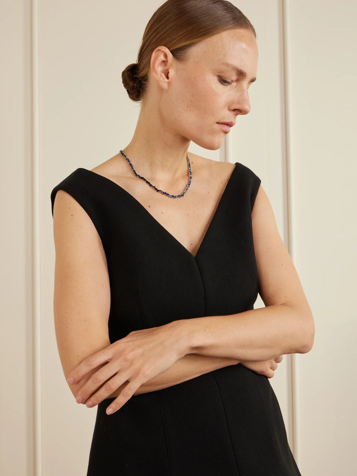 Image of Necklaces. Product name - 18-karat White Gold Sapphire Tennis Necklace in Multi colour by brand - Suzanne Kalan