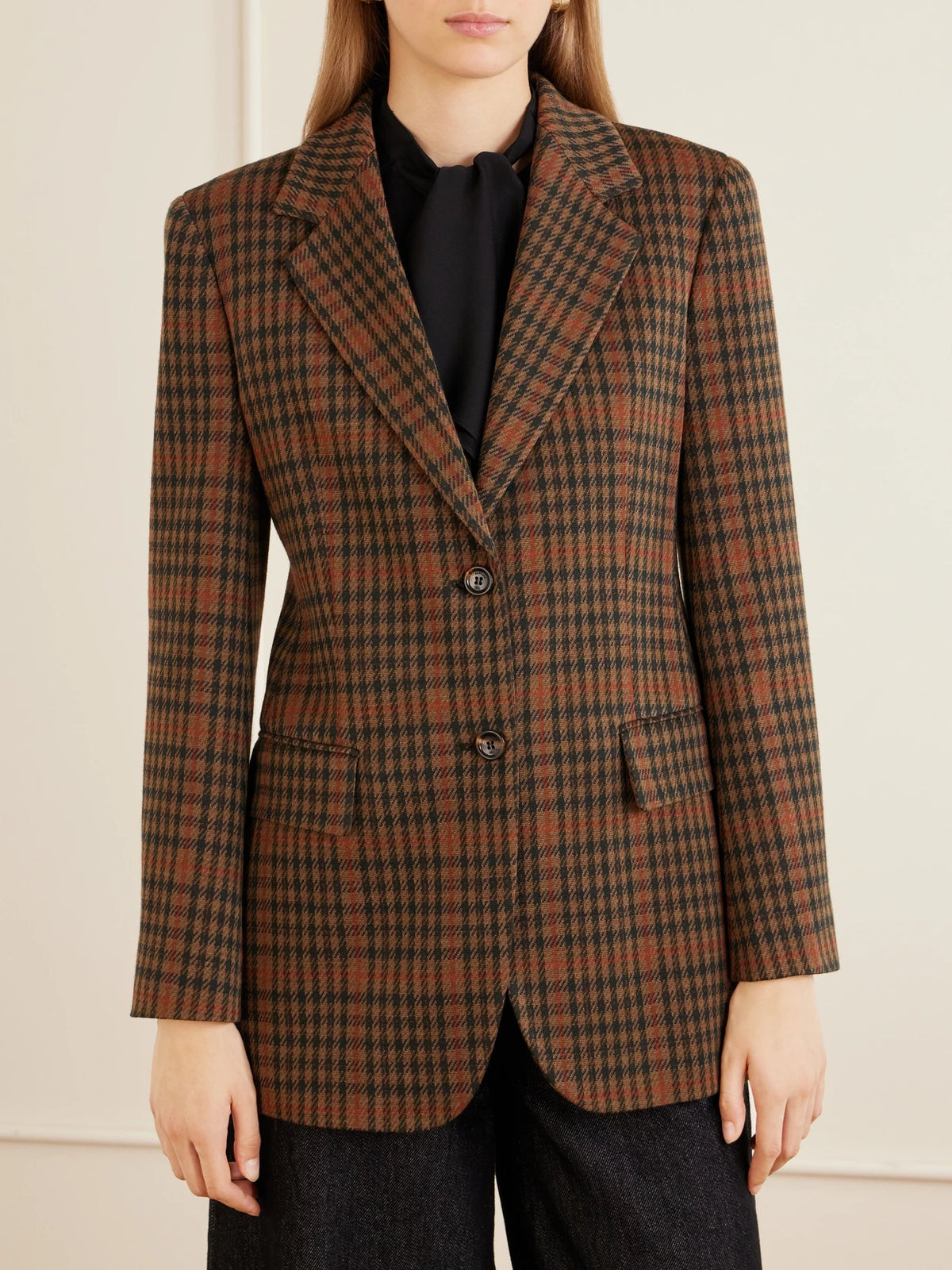 Max Mara Galosce Houndstooth Wool And Cotton-blend Blazer