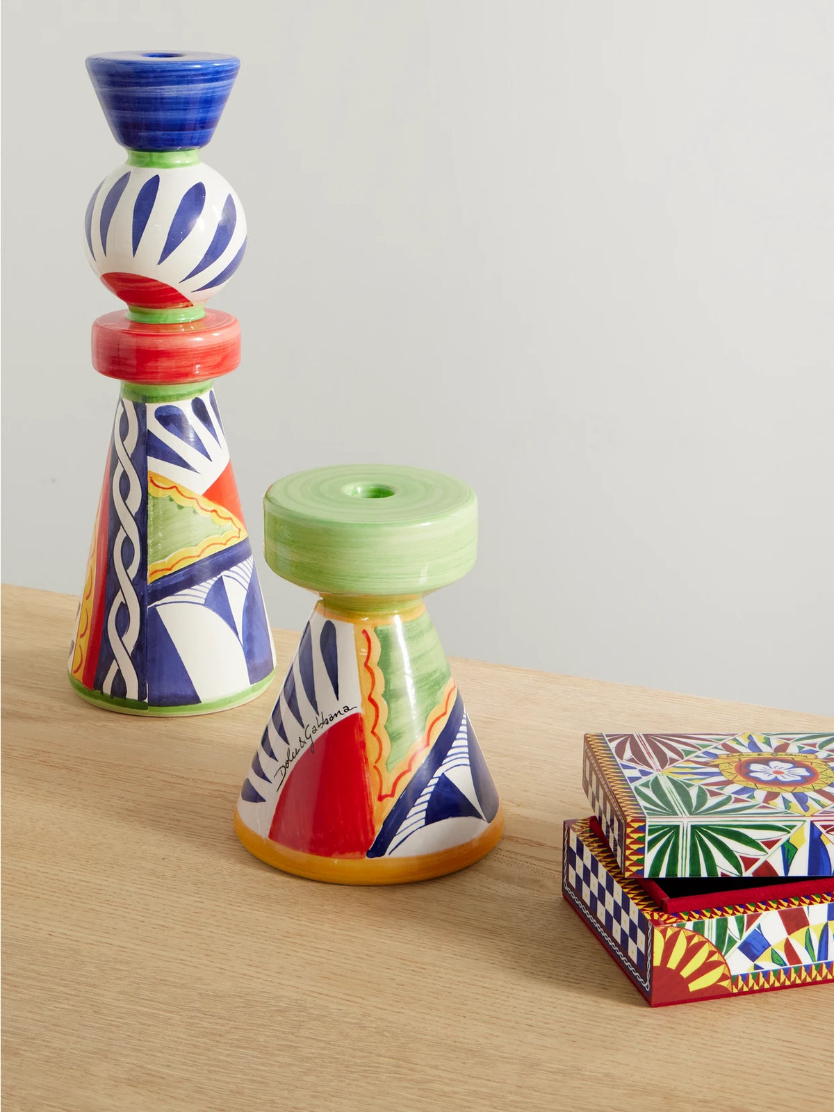 Image of Decor. Product name - Painted Ceramic Candleholder in Multi colour by brand - Dolce & Gabbana