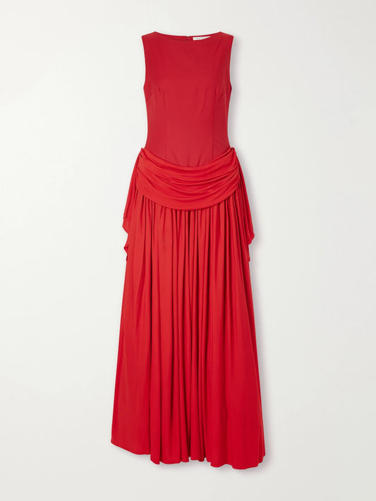 Abadia Sarah Draped Wool-blend Maxi Dress