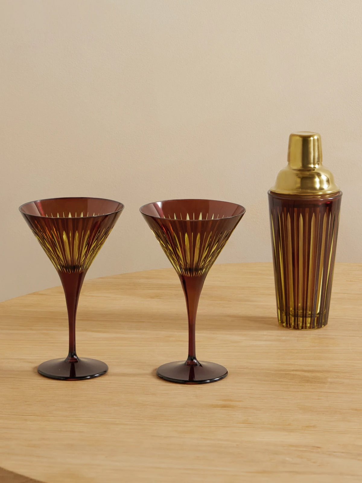 Prism Gold-tone And Glass Cocktail Set