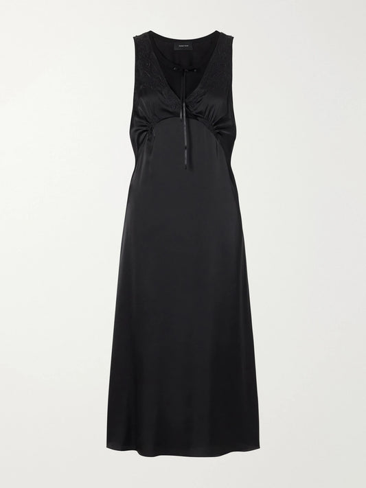 Simone Rocha Bow-detailed Embroidered Satin Midi Dress