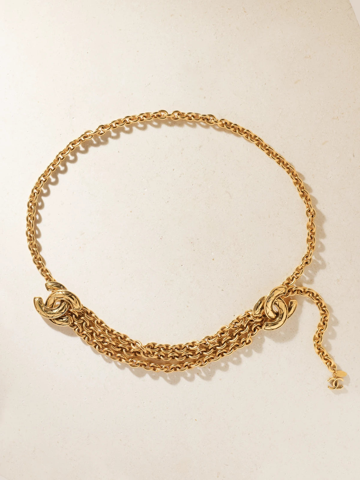 SUSAN CAPLAN + Channel Vintage 1980s Interlocking Cc Gold-plated Chain Belt