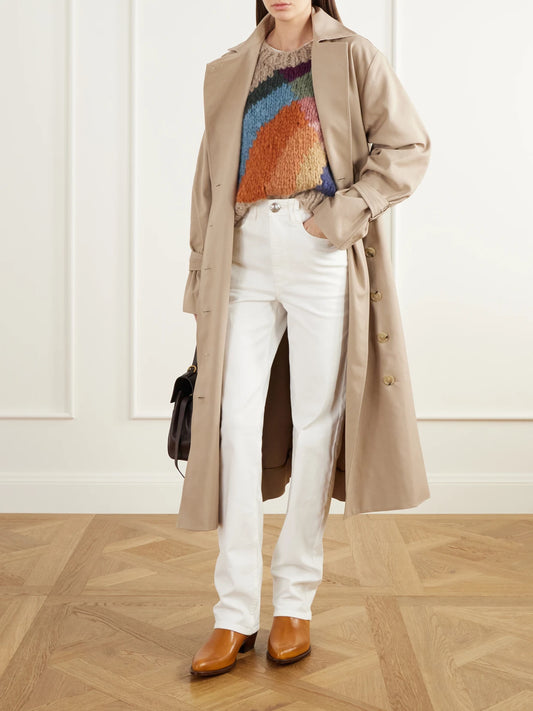 Image of Jeans. Product name - Morgan High-rise Straight-leg Jeans in Cream colour by brand - Aje