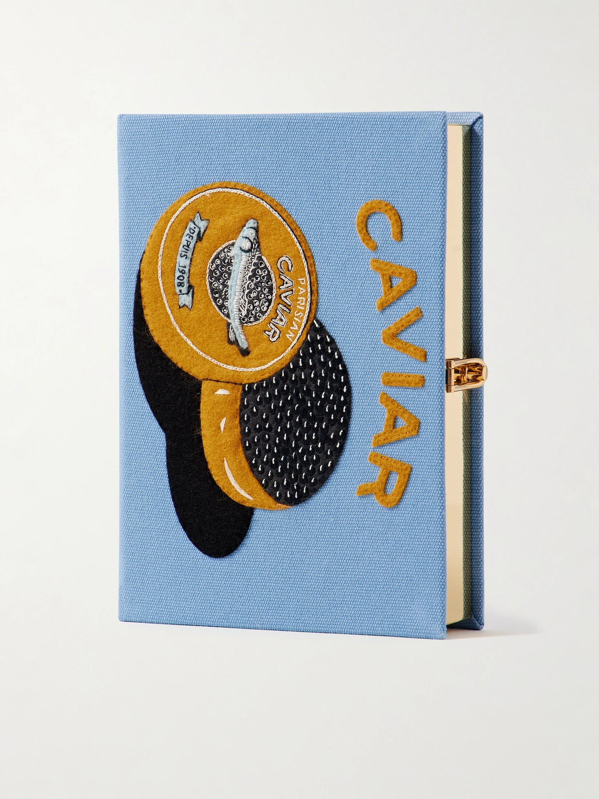 Caviar Embroidered Appliquéd Canvas Clutch