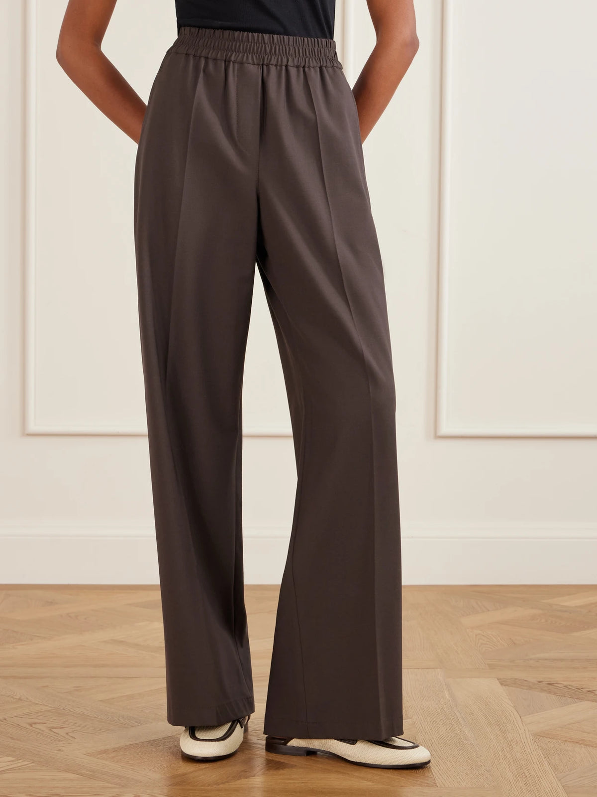 Wide-leg Wool-blend Pants