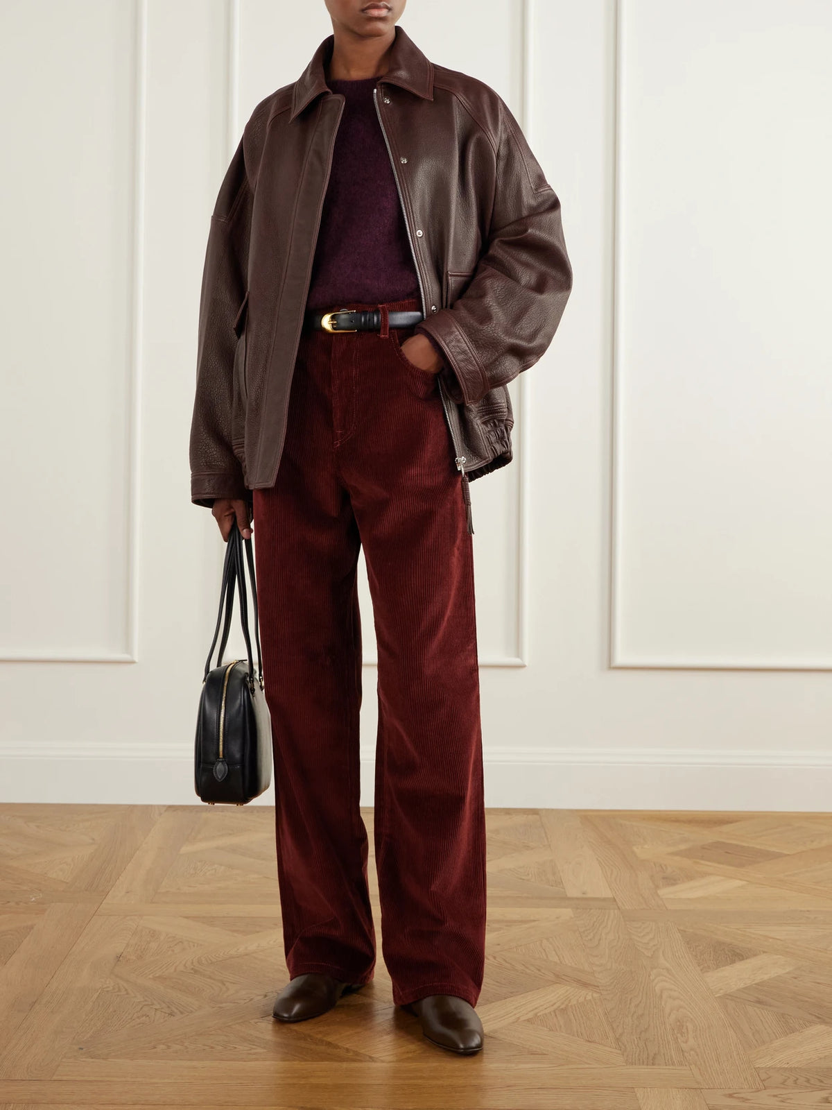 Image of Coats & Jackets. Product name - Textured-leather Jacket in Brown colour by brand - RÓHE