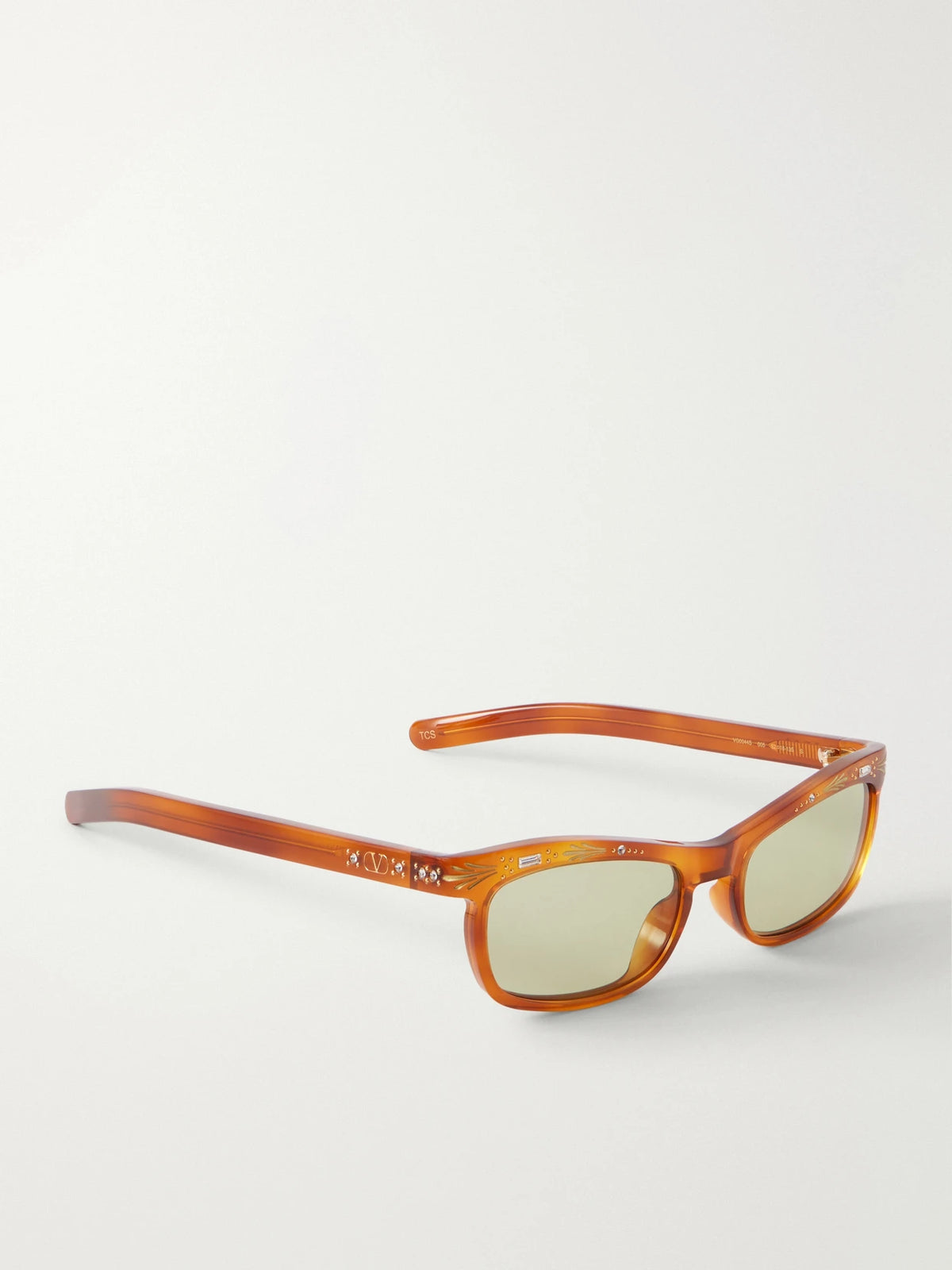VALENTINO EYEWEAR Crystal-embellished Square-frame Recycled Tortoiseshell Acetate Sunglasses