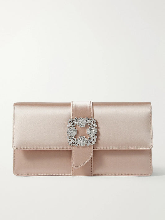 Capri Crystal-embellished Satin Clutch