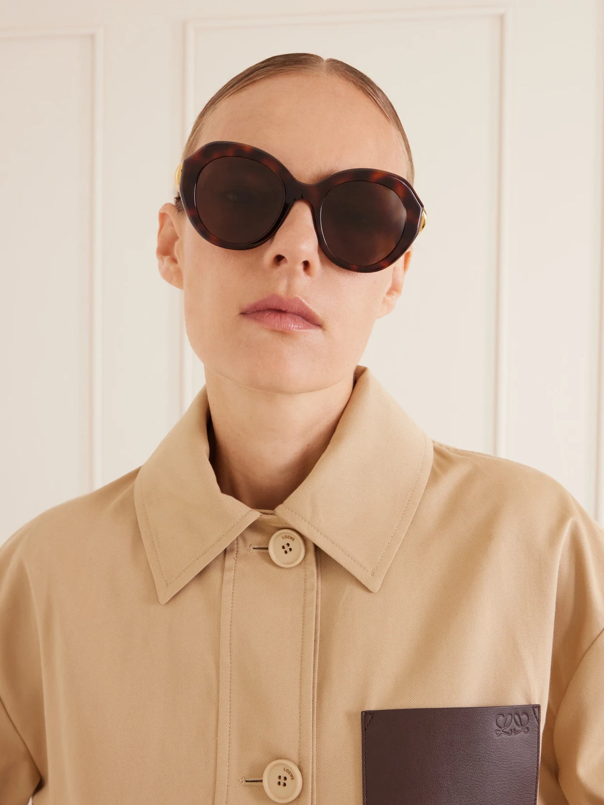 Image of Sunglasses. Product name - Coil Cat-eye Tortoiseshell Acetate Sunglasses in Multi colour by brand - Loewe
