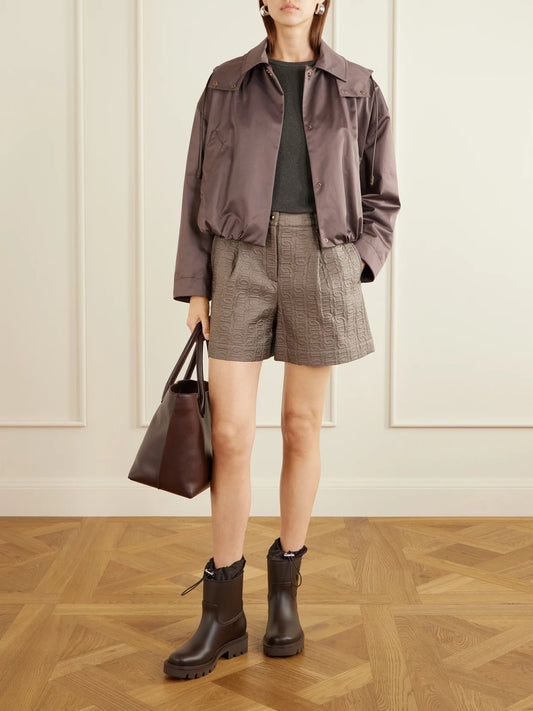 Image of Coats & Jackets. Product name - Chevreuil Duchesse-satin Jacket in Taupe colour by brand - Moncler