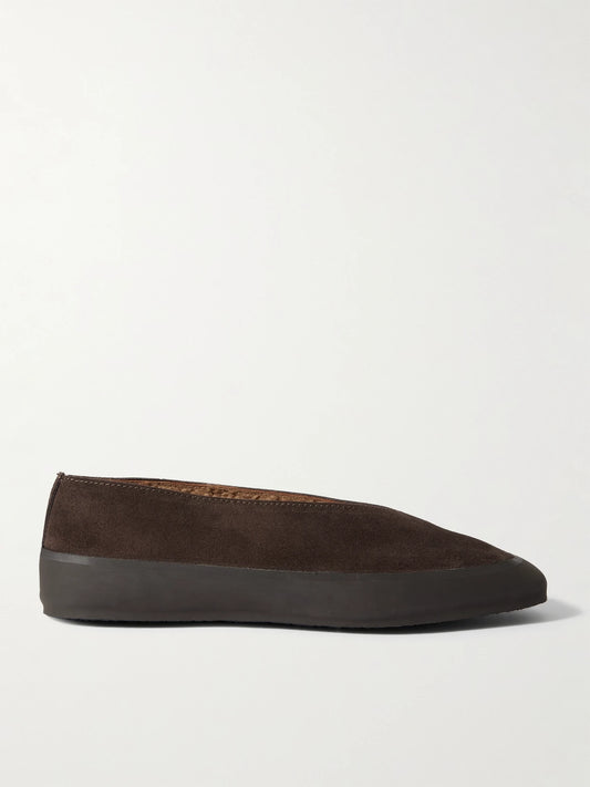 Shearling-lined Suede Ballet Flats
