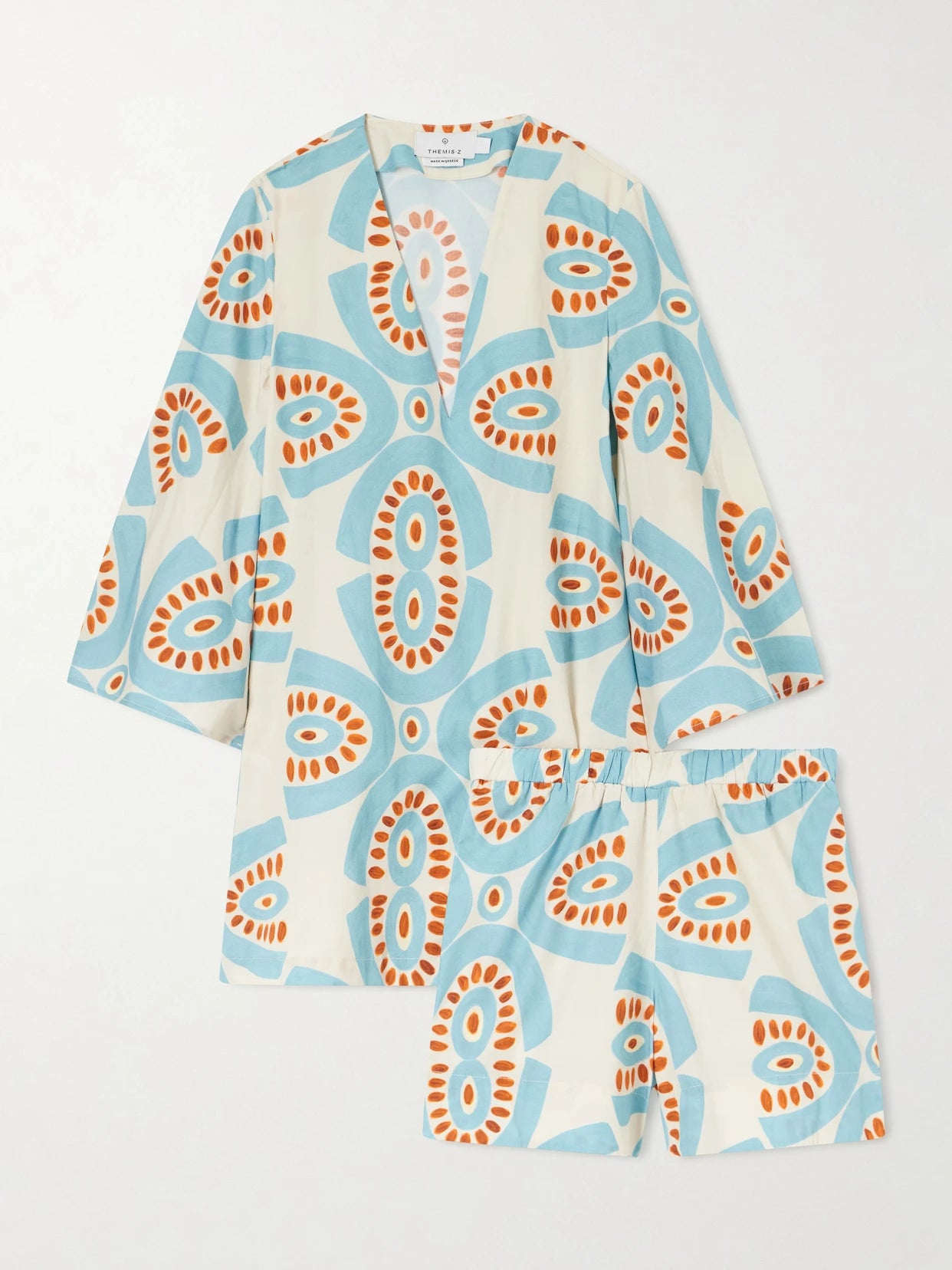 Thaleia Printed Cotton Blouse And Shorts Set