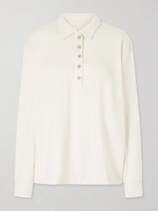 Image of Sleepwear & Loungewear. Product name - Fleece Polo Shirt in White colour by brand - Citizens of Humanity