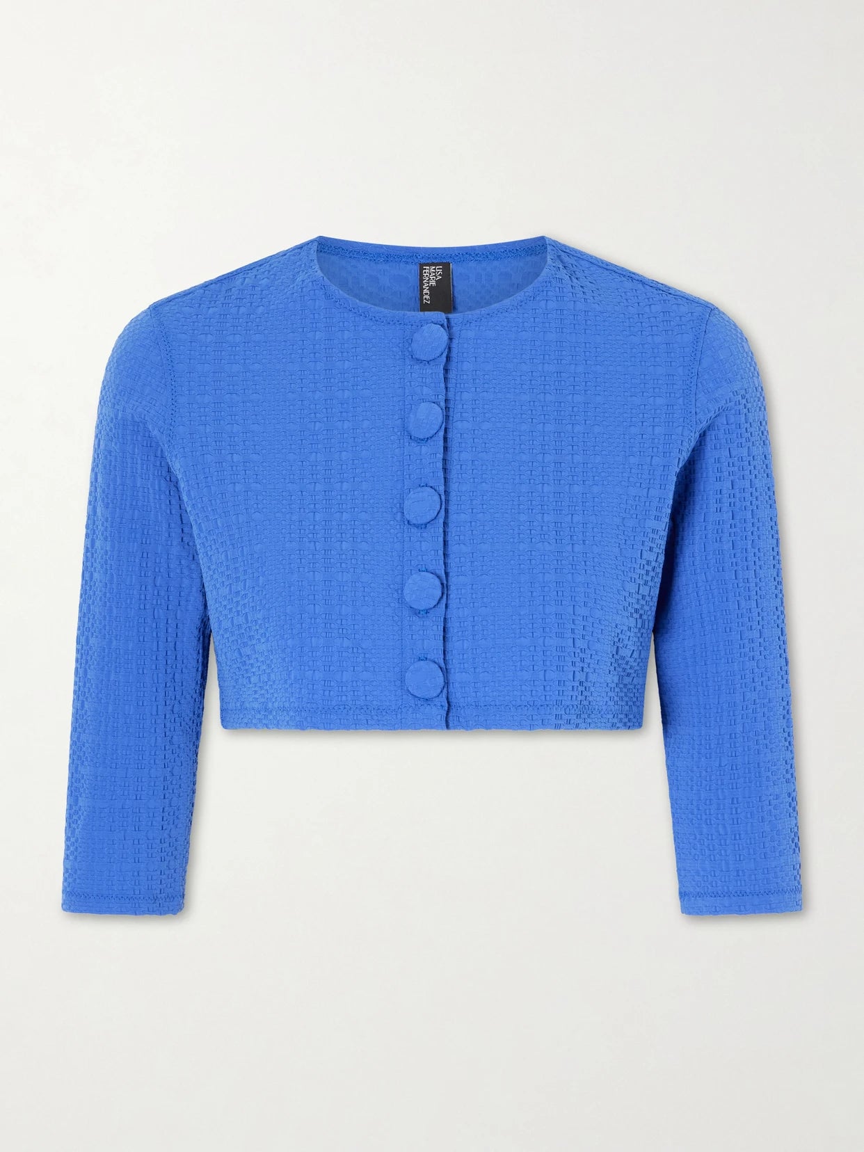 Cropped Seersucker Cardigan