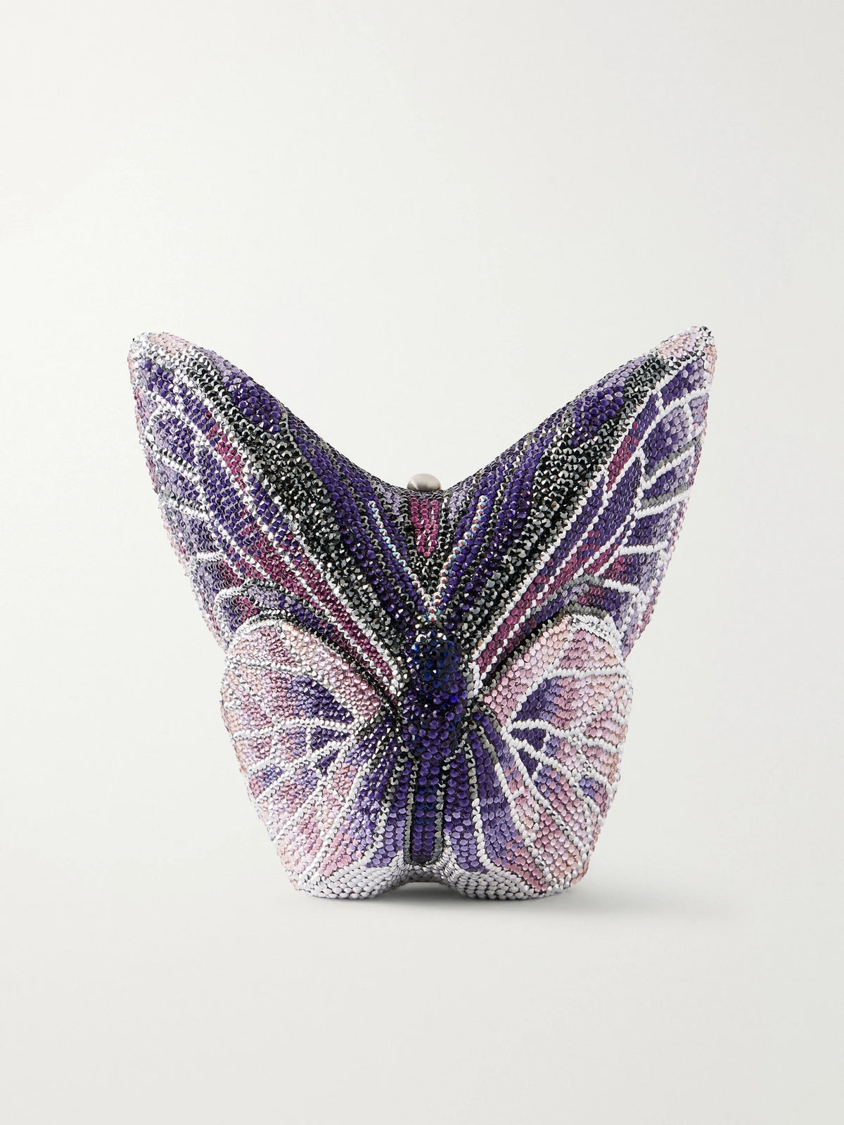 Butterfly Crystal-embellished Silver-tone Clutch
