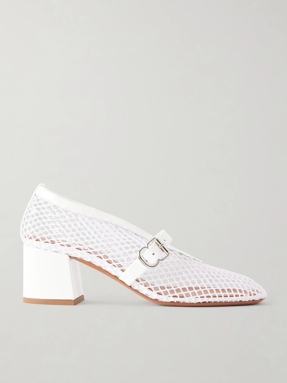 55 Leather-trimmed Mesh Pumps