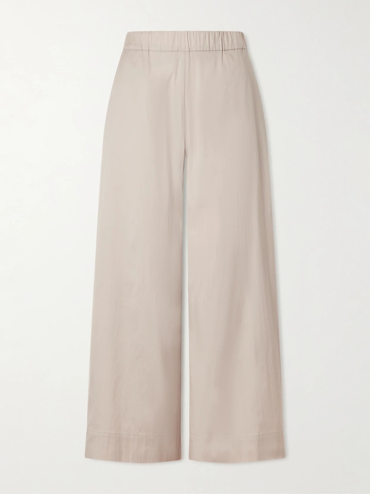 Image of a model wearing Pants. Product name - Beachwear Pece Cotton-blend Wide-leg Pants in Sand colour by brand - Max Mara