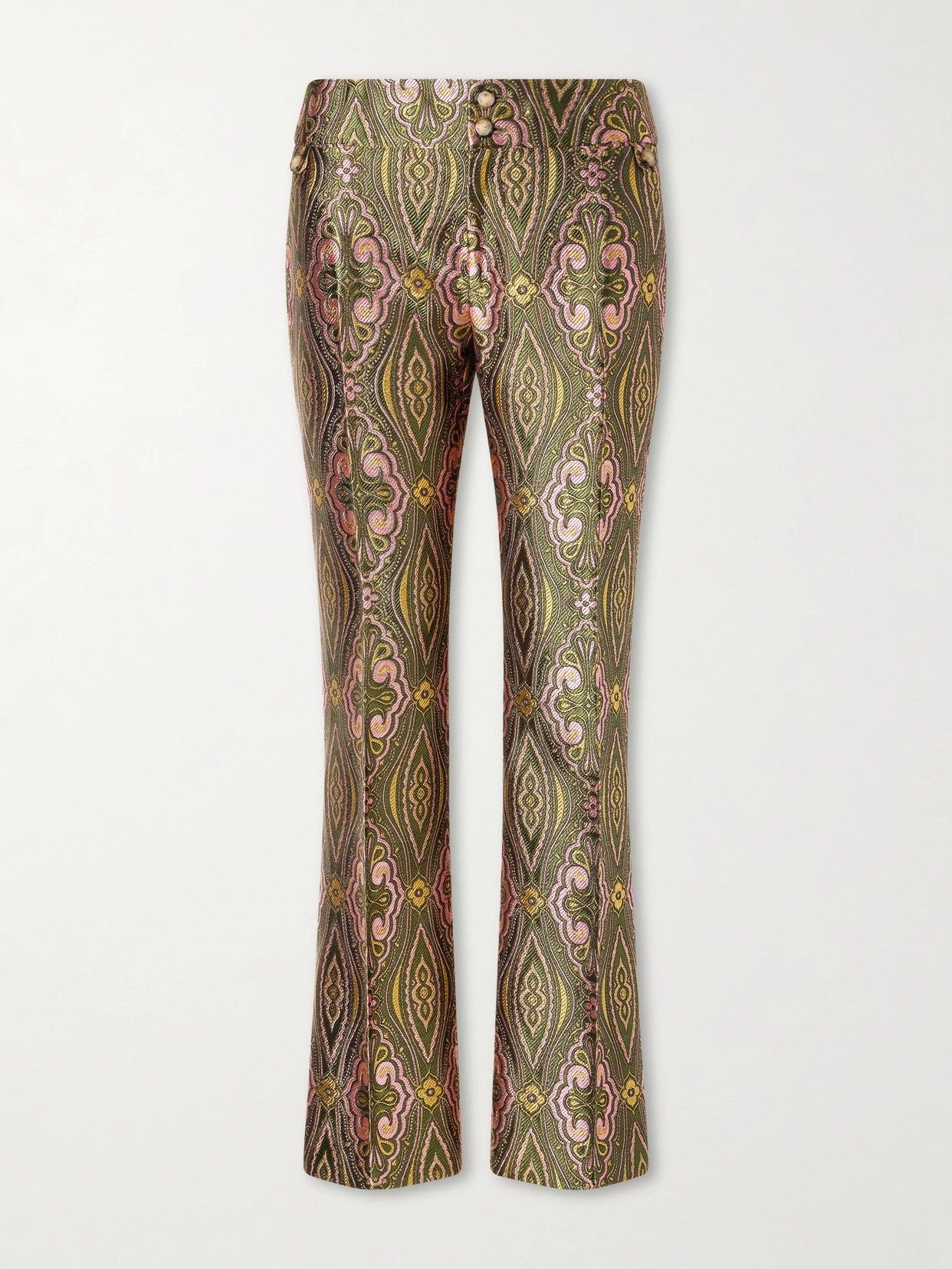 Metallic Jacquard Crepe Straight-leg Pants