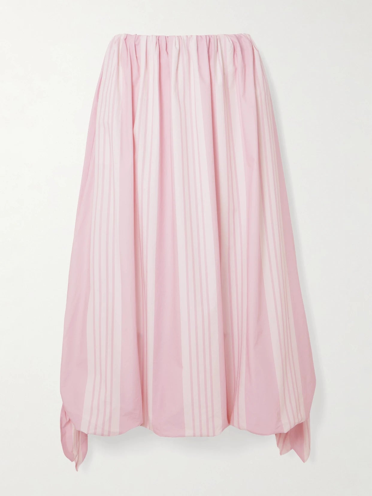 Rose Tie-detailed Striped Cotton Midi Skirt