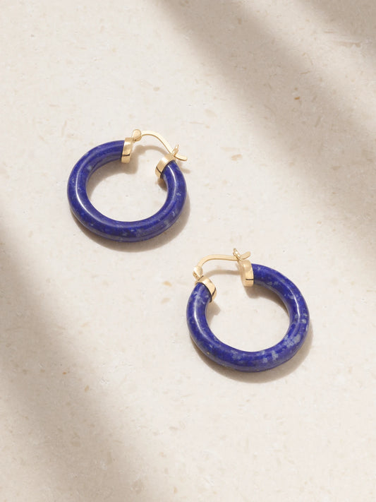 14-karat Gold Lapis Lazuli Hoop Earrings