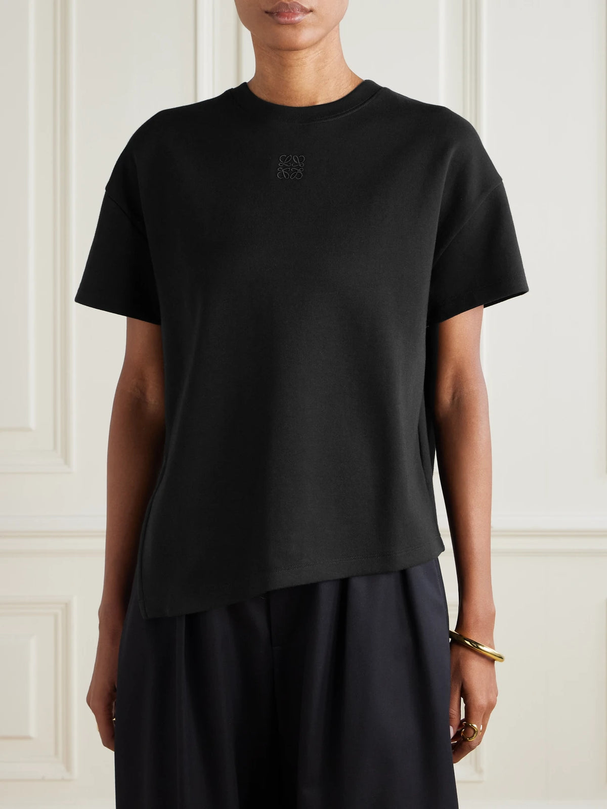 LOEWE Anagram Asymmetric Cotton-blend Jersey T-shirt
