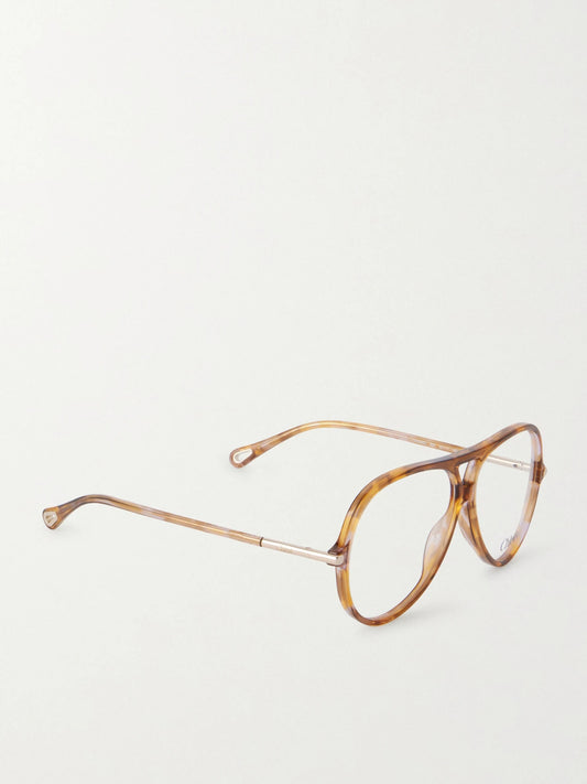 Chloé Tubolar Aviator-style Tortoiseshell Acetate Glasses