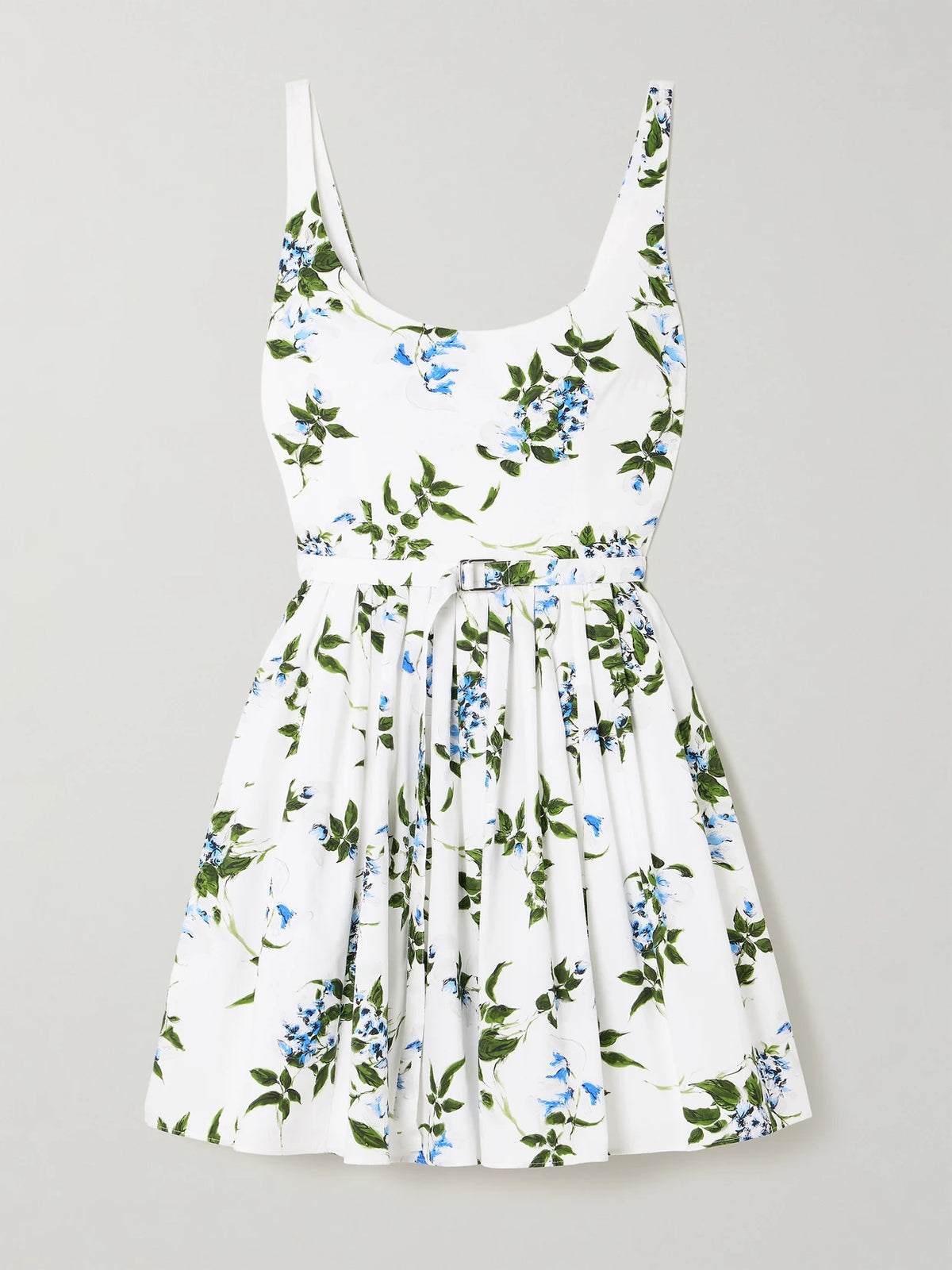 Eglantine Belted Gathered Floral-print Cotton-poplin Mini Dress
