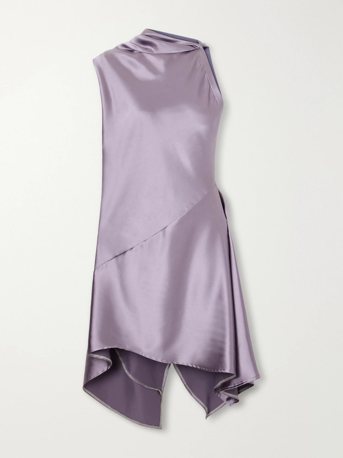 AARON ESH Asymmetric Draped Paneled Satin Mini Dress