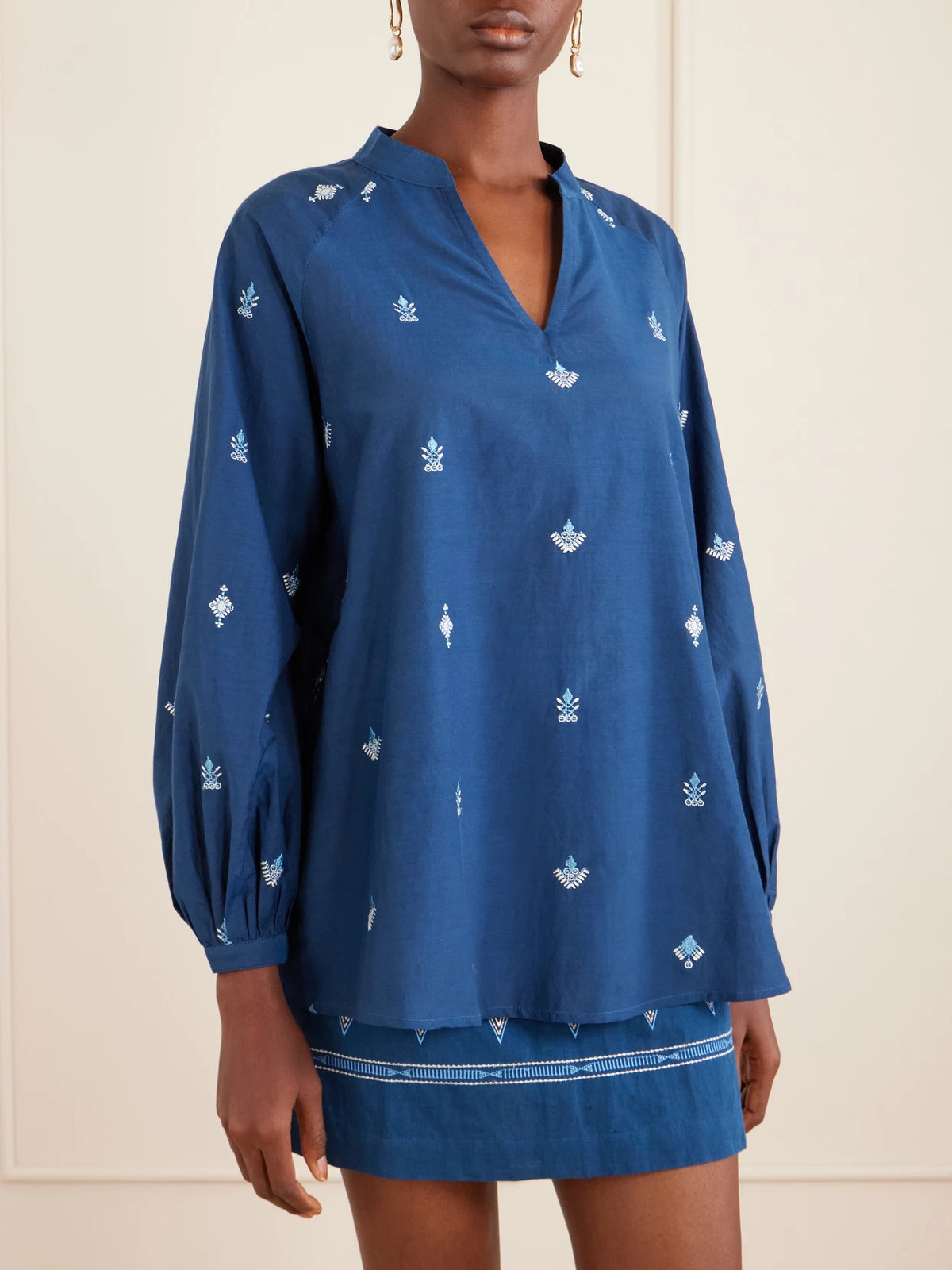 Emporio Sirenuse Ilizia Embroidered Cotton And Silk-blend Blouse