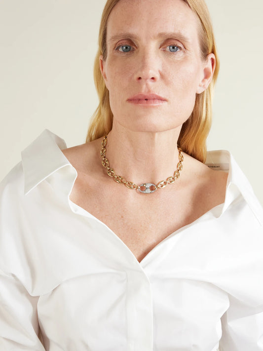 Image of Necklaces. Product name - Persephone 14-karat Gold Rhodium-plated Diamond Necklace in Multi colour by brand - Lucy Delius