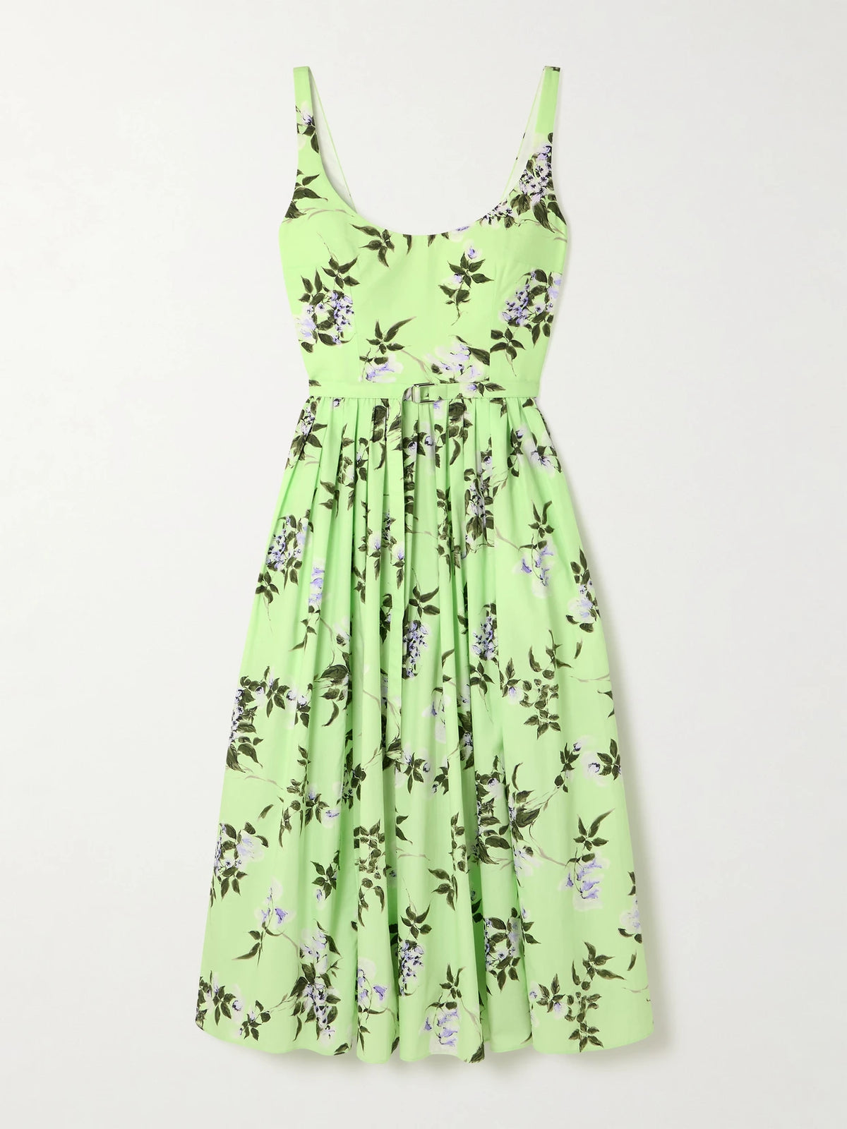 Eglantine Belted Gathered Floral-print Cotton-poplin Midi Dress