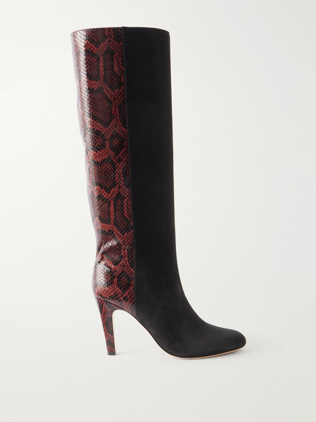 Nylu 95 Snake-effect Leather And Suede Boots