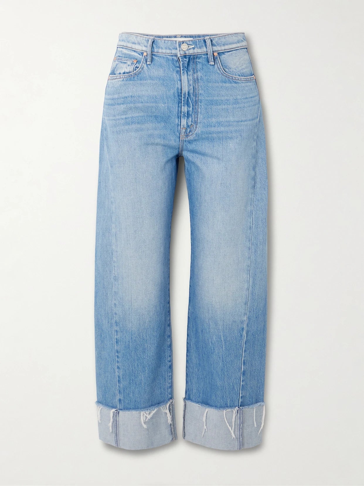 Image of Jeans. Product name - The Half Pipe Ankle Cuff Fray High-rise Wide-leg Jeans in Blue colour by brand - Mother