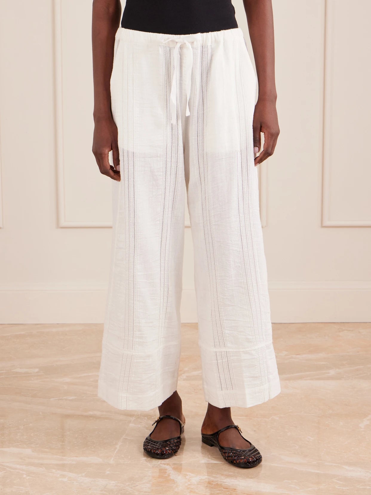 Desta Striped Cotton Wide-leg Pants