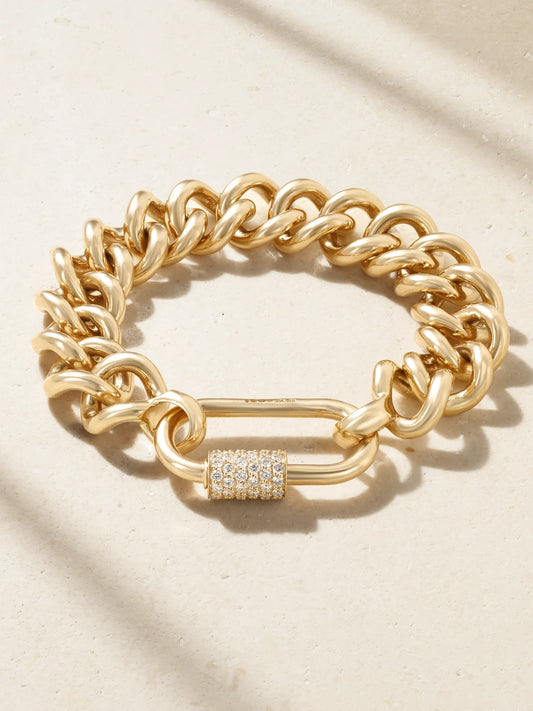 Mega Curb 14-karat Gold Diamond Bracelet