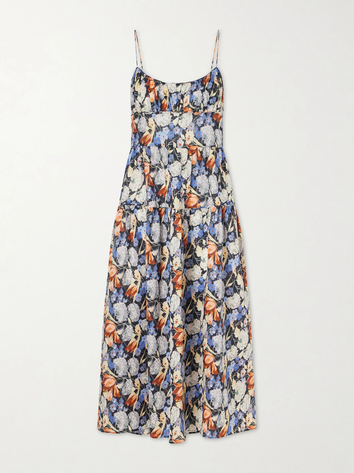 Benoit Tiered Gathered Floral-print Ramie Midi Dress