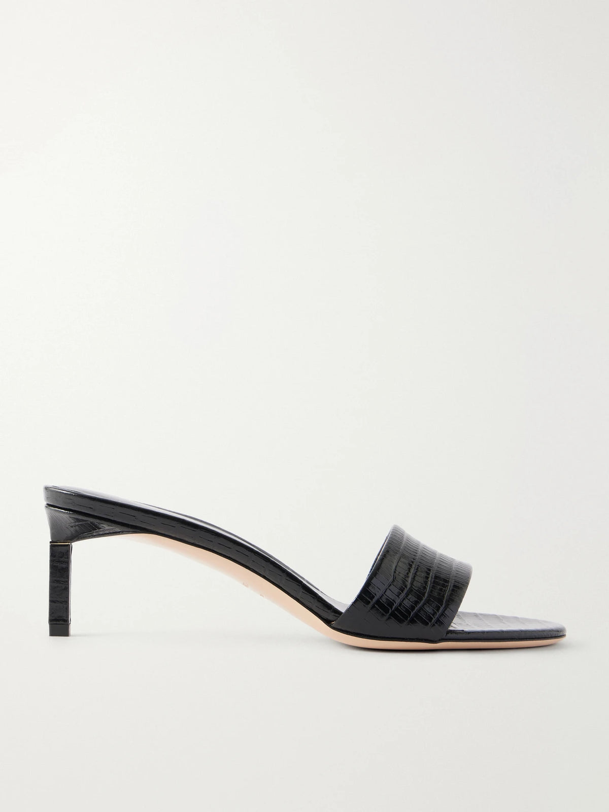 T Mule 55 Croc-embossed Leather Sandals