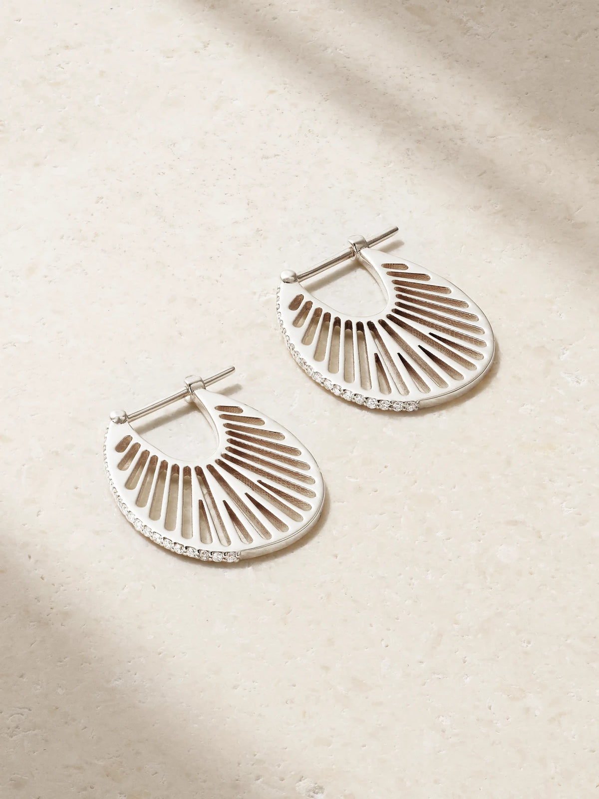 Flat Ray Large 18-karat White Gold Diamond Hoop Earrings